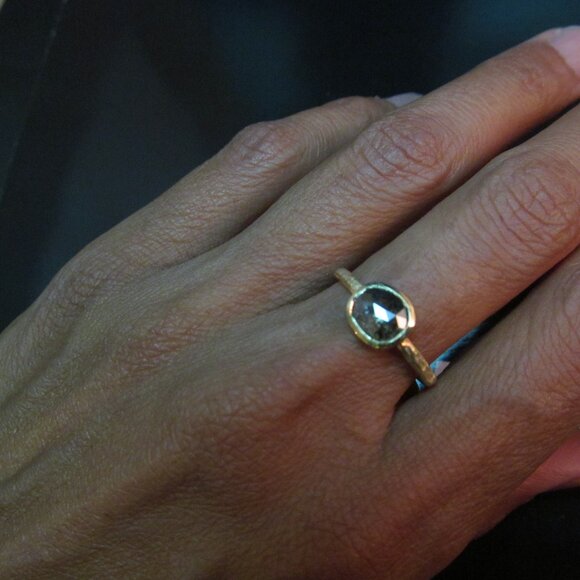 Engagement ring. 14k Yellow gold ring with 0.76ct Grey diamond. UNIQUE handmade - Picture 11 of 11